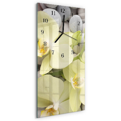 Vertical rectangular wall clock Orchid stones