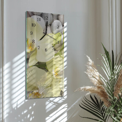 Vertical rectangular wall clock Orchid stones