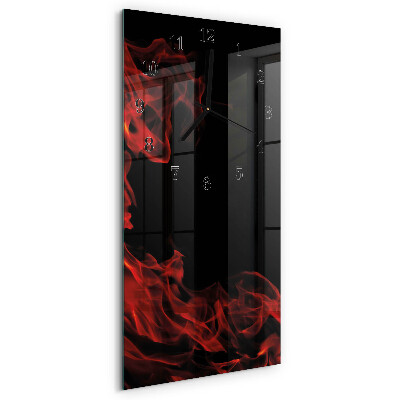Glass clock vertical Fire