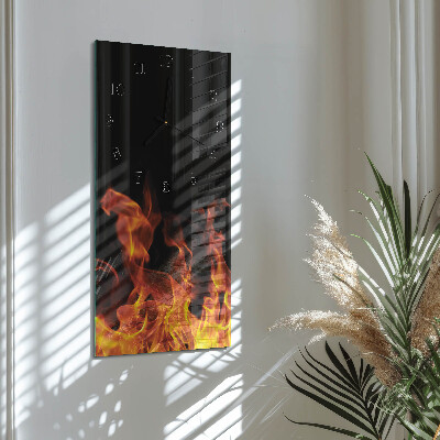 Glass wall clock vertical Fire