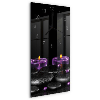 Glass clock vertical Candle stones