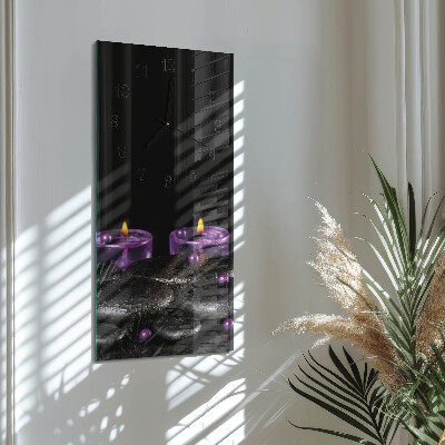 Glass clock vertical Candle stones