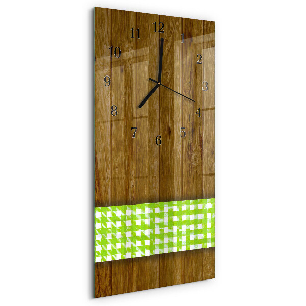 Glass clock vertical Wooden table