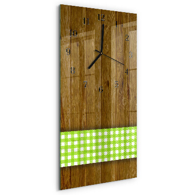 Glass clock vertical Wooden table