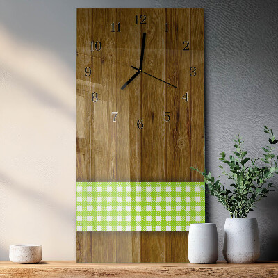 Glass clock vertical Wooden table