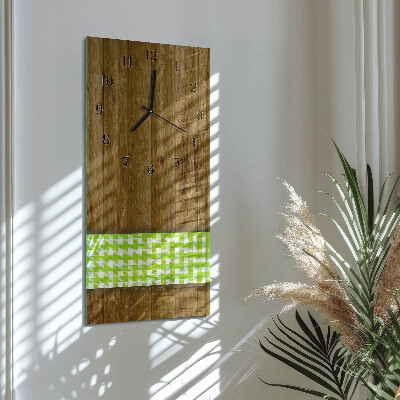 Glass clock vertical Wooden table