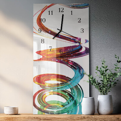 Glass wall clock vertical Spiral