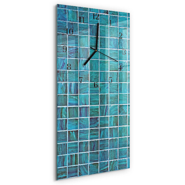 Vertical rectangular wall clock Blue tiles