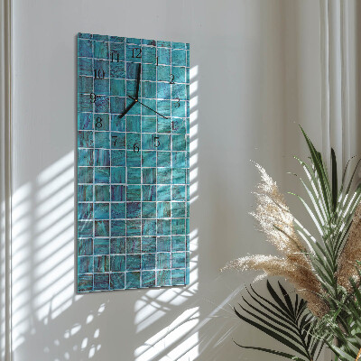 Vertical rectangular wall clock Blue tiles