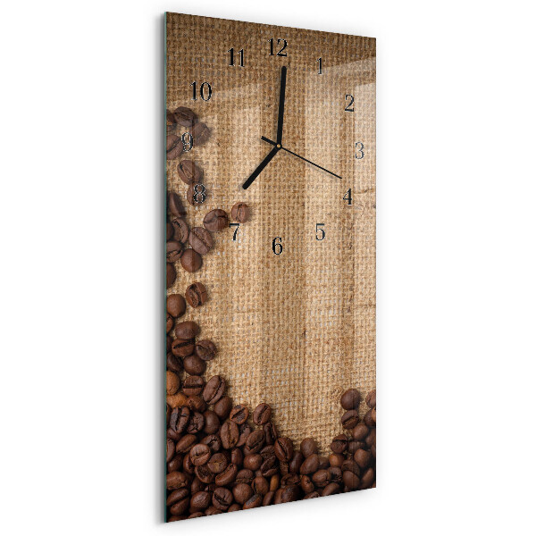 Glass wall clock vertical Coffee beans