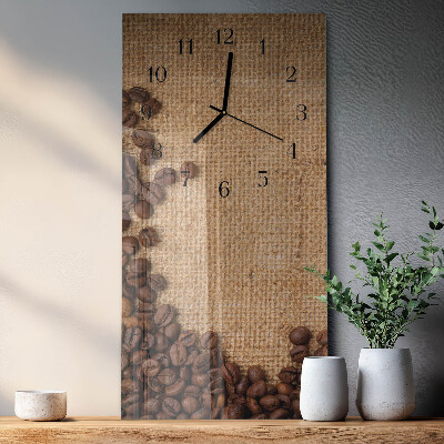 Glass wall clock vertical Coffee beans