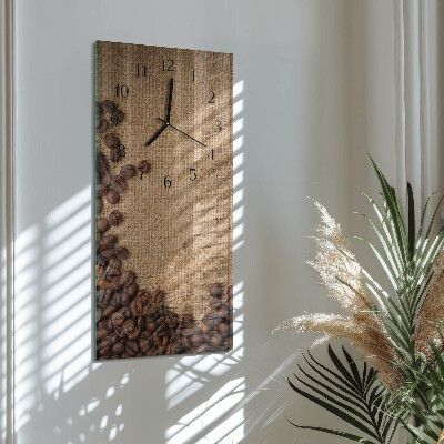 Glass wall clock vertical Coffee beans