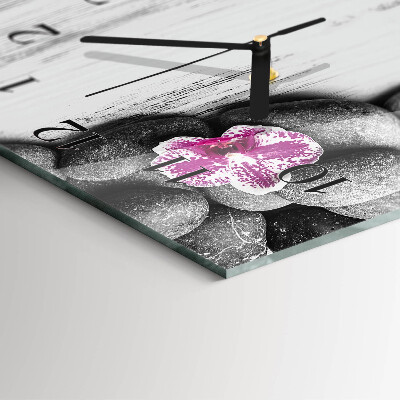 Vertical rectangular wall clock Orchid stones