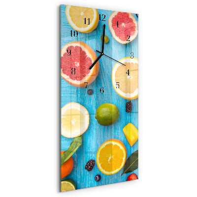 Glass wall clock vertical Fruit