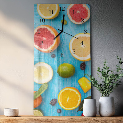 Glass wall clock vertical Fruit
