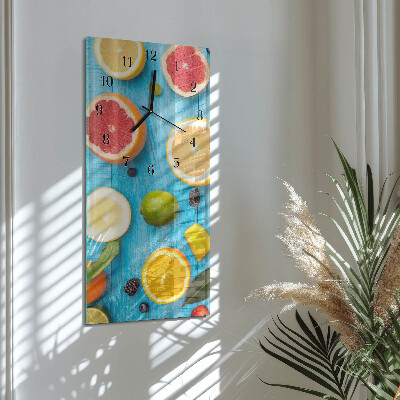 Glass wall clock vertical Fruit