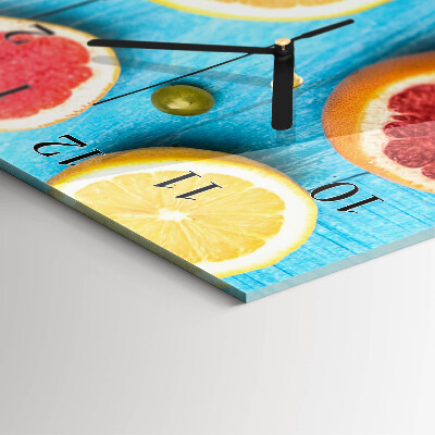 Glass wall clock vertical Fruit