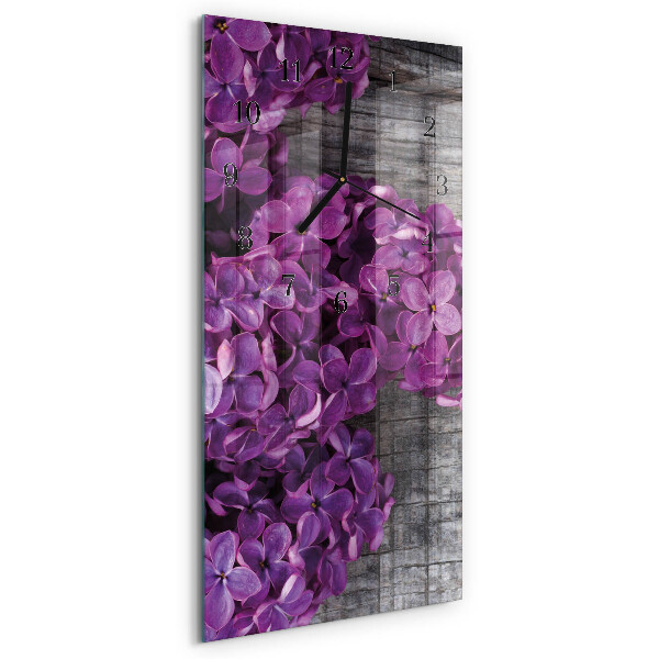 Glass clock vertical Flowers