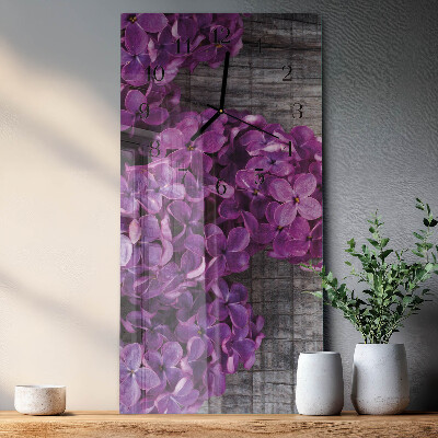 Glass clock vertical Flowers