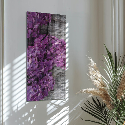 Glass clock vertical Flowers
