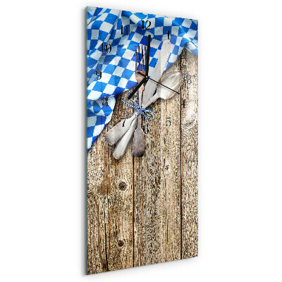 Vertical rectangular wall clock Bavarian wooden plaque