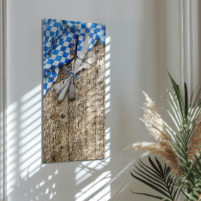 Vertical rectangular wall clock Bavarian wooden plaque