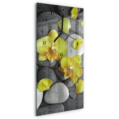 Glass clock vertical Flower Stone
