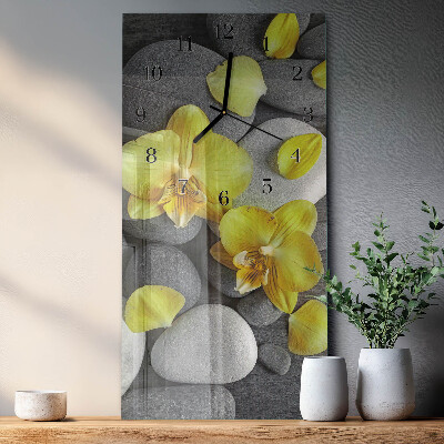 Glass clock vertical Flower Stone