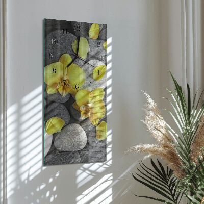 Glass clock vertical Flower Stone