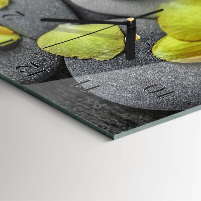 Glass clock vertical Flower Stone