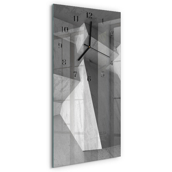 Glass wall clock vertical Marble