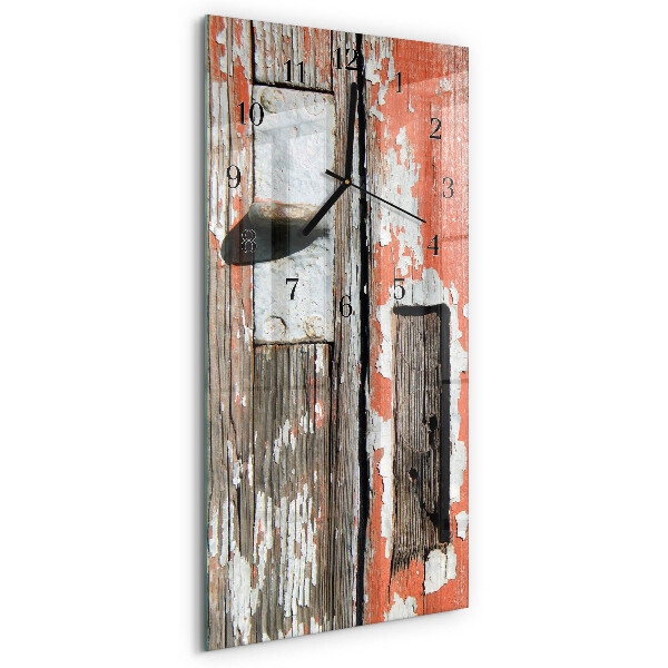 Modern vertical wall clock Wooden door