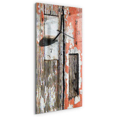 Modern vertical wall clock Wooden door