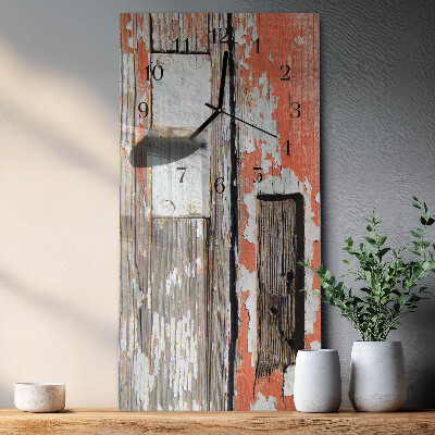 Modern vertical wall clock Wooden door