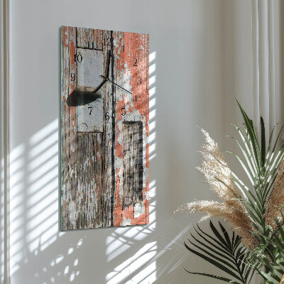 Modern vertical wall clock Wooden door