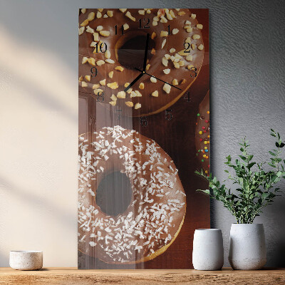 Glass clock vertical Donuts