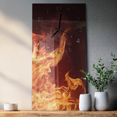 Vertical rectangular wall clock Fire