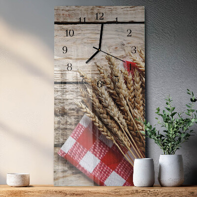 Glass wall clock vertical Grain