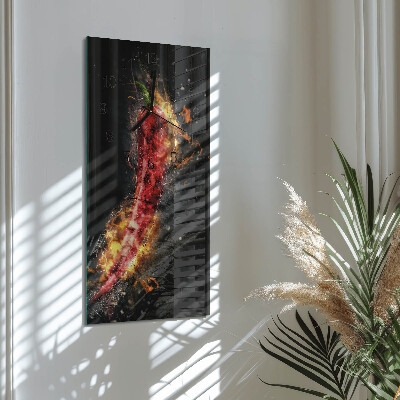 Modern vertical wall clock Hot pepper