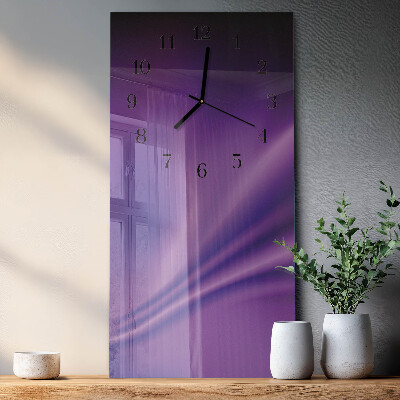 Vertical wall clock Purple waves