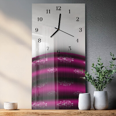 Glass wall clock vertical Purple curtain
