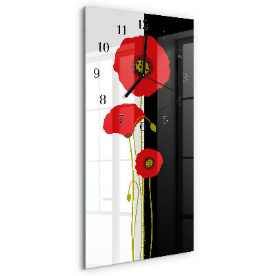 Vertical wall clock Poppy heads