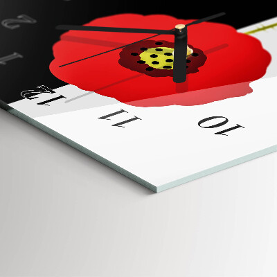 Vertical wall clock Poppy heads