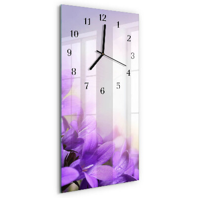 Vertical rectangular wall clock Purple flowers
