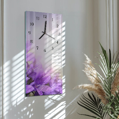 Vertical rectangular wall clock Purple flowers