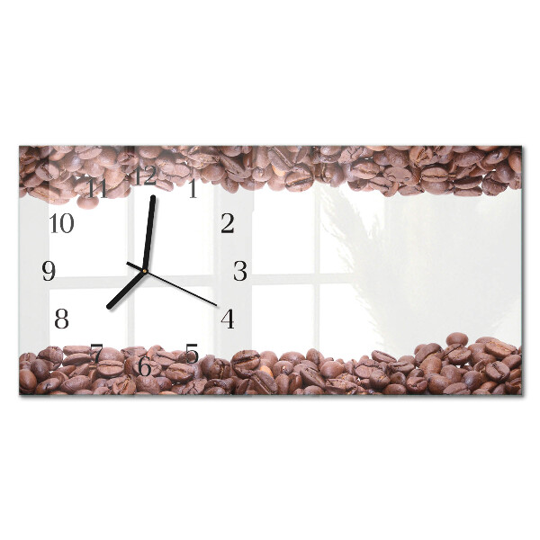 Rectangular glass clock horizontal Coffee beans