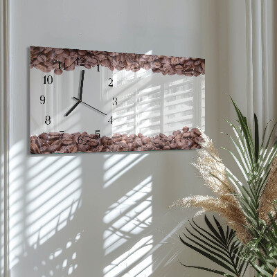 Rectangular glass clock horizontal Coffee beans