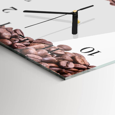 Rectangular glass clock horizontal Coffee beans