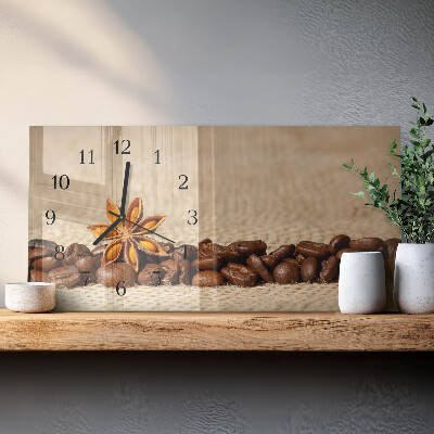 Glass wall clock horizontal Ground coffee