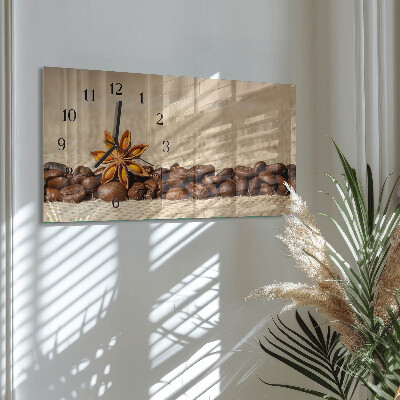 Glass wall clock horizontal Ground coffee